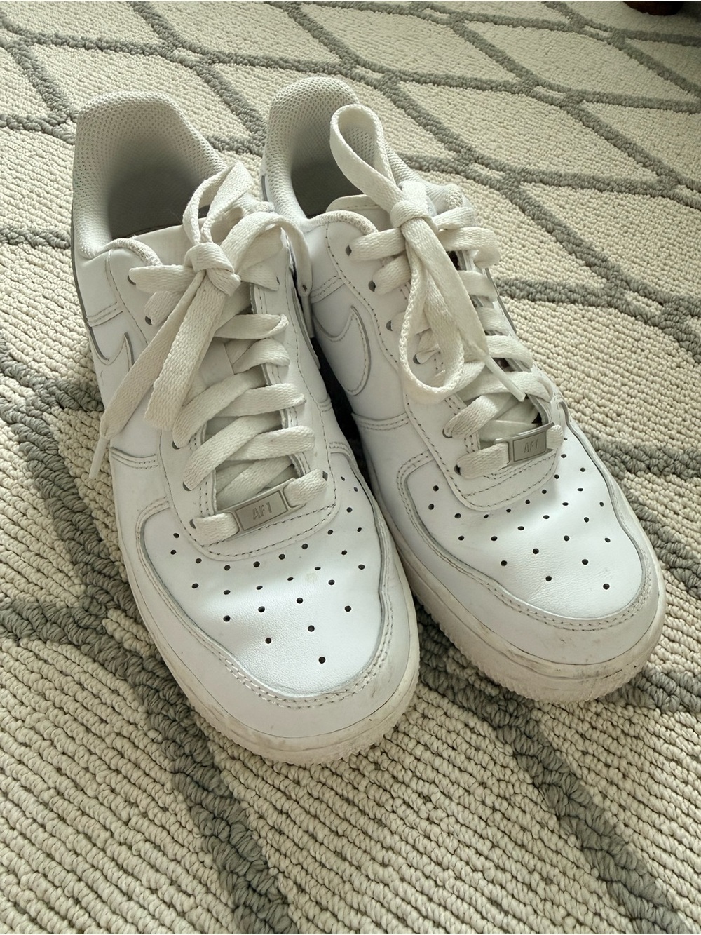 Nike Airforce 1 White Mesh & Leather Low-Top Sneakers